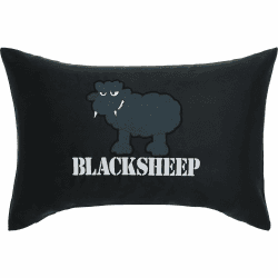 EXPRESS-STICKEREI Heavy Metal Dekokissen Blacksheep | Wohnzimmer Dekoration Kissen mit Füllung Rocker Autokissen Bestickt Zierkissen Polsterüberzug Biker Geschenk | schwarz | 40x60cm