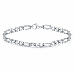 Gamtic Armkette Herren Edelstahl Dünnes Armband - Herren Armband Dünne Kettenarmband Cuban Link Armband Kubanisches Gliederarmband Figaro-Seilarmband Geschenke Männer BR-834S-21