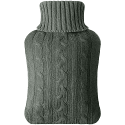 Vicloon Wärmflasche mit Bezug,2L Strickbezug für Wärmflasche,Abnehmbare und waschbare Wärmflasche,Weihnachten & Wintergeschenke für Erwachsene & Kinder-Dunkelgrau