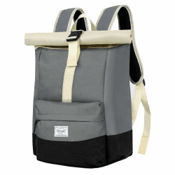 CALIYO Rolltop Rucksack Damen & Herren, Laptop Rucksack Handgepäck Rucksack mit Laptop Fach Wasserdichter Rucksack Rolltop mit Laptopfach Uni, Schule, Studium, Reisen Dunkelgrau