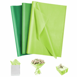 OFFCUP Seidenpapier, 60 Blatt Transparentpapier Bunt, 3 Farben Tissue Paper 50 * 35 cm Bastelpapier Transparent Geschenkpapier Glanzpapier Verpackungsmaterial für Geschenktüten, Dekoration - Grün