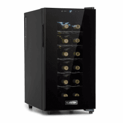 Klarstein Weinkühlschrank, Getränkekühlschrank Schmal, 1 Zone Kühlschrank mit Glastür, Outdoor GetränkekühlschränkeFreistehend, Weinkühlschrank Klein, Kühlschrank mit UV-Schutz, 11-18°C, 18 Flaschen 52 Liter / 18 Flaschen