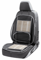 Walser CarComfort atmungsaktive Bambus-Sitzauflage mit Lordosenstütze, Autositzauflage mit Bambus, PKW Sitzauflage universal in beige/schwarz