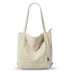 KALIDI Cord Tasche Damen Umhängetasche mit Reißverschluss Wasserdicht Tote Bag mit Taschenfach Groß Shopper Tasche Handtasche Schultertaschen für Arbeit Büro Reisen Einkaufen Schule Beige
