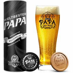 KEZKALS Papa Geschenk, Weizenbiergläser 0,5 mit Gravur, Vatertagsgeschenk für Papa, Bierglas mit Gravur, Geschenk Vatertag, Personalisierte Bester Papa Geschenk, Beste Valentinstag Geschenk für Papa Beige