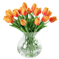 JUSTOYOU 10 STK PU Real Touch Latex Künstliche Tulpen Gefälschte Tulpen Blumen Blumensträuße Blumen Arrangement für Home Room Hochzeitsstrauß Party Herzstück Dekor Orange Orange -10 10 PCS