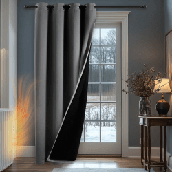 Deconovo Vorhang 100% Blickdicht Winter Dicke Gardinen mit Ösen Wärmeisolierend Doppellagig Fenstersvorhang Vorhänge gegen Kälte Winddicht, 214x132(HöhexBreite), Dunkelgrau, 1 Stück