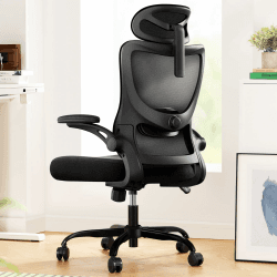 Marsail Bürostuhl Ergonomisch Schreibtischstuhl mit Verstellbarer Kopfstütze Lendenwirbelstütze und Klappbaren 3D Armlehnen Computerstuhl hat Höhenverstellung Drehstuhl Bis 136kg/300LB Belastbar