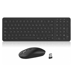 Tastatur Maus Set kabellos, PINKCAT 2.4G Tastatur Maus Set USB Ergonomische Tastatur Kabellos PC Maus und Tastatur 2 in 1 USB Empfänger 1_Schwarz