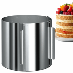 Menz Tortenring verstellbar hoch 20 cm - Edelstahl Kuchenring rund verstellbar Ø 16-30 cm, Stabiler Backring und Backrahmen rund, extra-hohe Tortenform zum Schichten und Dekorieren