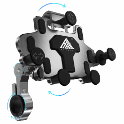EFEALL Aluminiumlegierung Motorrad Handyhalterung,MotorräDer Handyhalter vibrationsdämpfer,360° Drehbar Motorradhalterung Elektrofahrrad Fahrrad Handy Halterung für 4,0-7,0 Zoll Smartphone,Silbrig