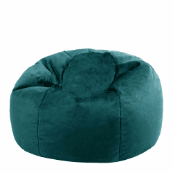 Icon Klassischer Sitzsack „Aurora“, Plüschsamt, Blaugrün, Sitzsack Sessel für Erwachsene mit Füllung, Groß Sitzsäcke für das Wohnzimmer Blaugrün Sitzsack