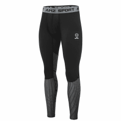 AMZSPORT Herren Kompressionshose Schnelltrocknende Laufhose Sporthose Trainingshose -Neue Generation M Schwarz-8006