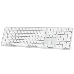 OMOTON Bluetooth Tastatur für Mac(MacBook/MacBook Air/MacBook Pro/iMac/iMac Pro/Mac Pro), wiederaufladbare kabellose , für Mac OS mit 3 Bluetooth Kanälen, QWERTZ DE-Layout, Silber