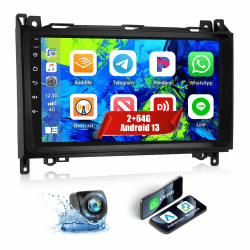 2G+64G CAMECHO Android 13 Autoradio für Mercedes Benz B-Class W245 Viano Vito W639 Sprinter mit Navi Carplay Android Auto,9 Zoll Auto Radio Touch Display mit Bluetooth RDS MirrorLink+Rückfahrkamera 2G+64G 4 Core Carplay