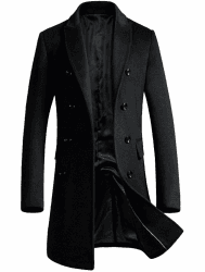 Vogstyle Herren Warme Wolle Coat Wintermantel Jacke Herrenmantel XL Schwarz
