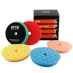 SPTA 150mm Polierpad Hex-Logic Polierschwämme Wachs Schwämme Auto Polierschwamm Polierpad Polieren Pad Schwamm Polierschaum Set für Exzenter Poliermaschine Schleifmaschine 6 Zoll (150mm)