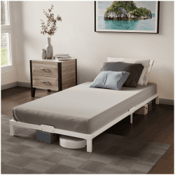Dreamzie Bett 90x200 aus Metall - Bettgestell 90 x 200 für Matratze Einzelbett, Höche 25 cm - Robust, Leichte Montage, Umfangreicher Stauraum - Weiß Lattenrost 90 x 200 cm Höhe 25 cm