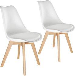 tectake® 2er Set Esszimmerstühle, Stühle, Küchenstühle modern, Essstühle, Stuhl für Wohnungseinrichtung skandinavisch, Küchenstuhl oder Esszimmerstuhl, Holzstuhl, Esszimmermöbel - weiß Weiß | Nr. 403810