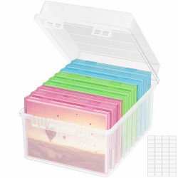 Lifewit Aufbewahrungsbox, Bunt 13x18cm 5R Foto-Organizer 9 innere Bildbehälter, durchs. Fotoboxen, Samenaufbewahrung, Bastelbox f. Karten, Bilder, Stempel, Bürobedarf, mit 1 Blatt Etikettensticker