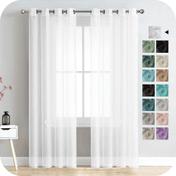 MRTREES Voile Gardinen Vorhang halbtransparent kurz mit Ösen in Leinenoptik Stores Gardinen Schals für Wohnzimmer Schlafzimmer Kinderzimmer Weiß 260×140cm (H×B) 2er Set H260 x B140 cm (2er Pack) Weiß