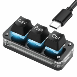 SinLoon Mini 3-Tasten-Tastatur zum Ausschneiden, Kopieren und Einfügen, programmierbare Tastaturen mit LED-Licht, mechanische Hot-Swap-Makro-Tastatur zum Arbeiten und Spielen