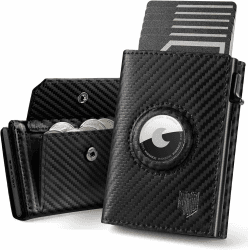 DODENSHA® Airtag Wallet Herren mit XL Münzfach I MagSnap Kartenetui Herren I Smart Airtag Wallet für 10+ Karten I Geldbörse Herren mit RFID Schutz I Portmonee Herren mit AirTag* Fach I Carbon Carbon XL Münzfach