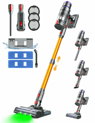 VACTechPro Akku Staubsauger mit Wischfunktion,60Min/40kpa Staubsauger kabellos mit abnehmbarem Akku,2 in 1 saugwischer für Teppich&Hartböden&Tierhaar