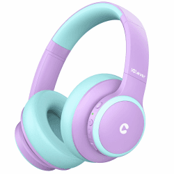 iClever Aktive Geräuschunterdrückung Bluetooth Kopfhörer Kinder, 60 Spielzeit, Sichere Lautstärke 80 dBA, Typ-C-Schnellladung, Bluetooth 5.4, Kinder Kopfhörer mit Mikrofon-AUX-Kabel für iPad, Lila