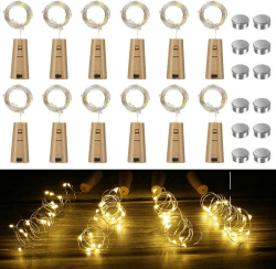 Vicloon LED Flaschen-Licht,【12 Stück】 Flaschenlichter 2M 20 LEDs Warmweiß Lichterketten Weinflasche Kork fur DIY, Party Hochzeit Stimmung Lichter 12pcsled Flaschen-licht