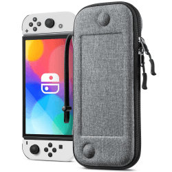 Fintie Slim Tasche Kompatibel mit Nintendo Switch/Switch OLED Modell - [Ultradünn] Stoßfeste Hartschalen Tragetasche mit 10 Spielkartenhaltern für Switch Konsole Joy-Con, Grau *Grau
