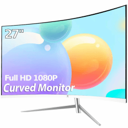 Z-Edge 27 Zoll Curved Monitor Full HD 1080P LED Monitor 75Hz, Ultradünner Rahmen Curved Bildschirm, Flicker-Free, VGA HDMI - Weiß 27 Zoll 75Hz