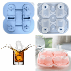 Silikon Eiswürfelform Pinguin Form Eiswürfelbehälter Silikonform 4 Fächern Eiswürfel Form Pinguin Eiswürfelform mit Deckel Silikon Eisform 3D Tier Eiswürfelform für Cocktail Whiskey