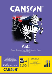 Canson 400015602 Hobby, farbiges Papier, A4, schwarz
