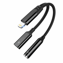 Rocketek Adapter Lightning Jack Kopfhörer 2in1 Adapter Kopfhörer iPhone für Ladegerät, schnelles Aufladen 60 W Aux iPhone Kopfhörer Splitter Kopfhörer Splitter für iPhone 14/13/12/SE/11/X/XS/8/7