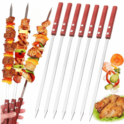 Schaschlikspieße, ACTOYS 10 Stück Grillspieße Edelstahl, Adana Spieße, Flache Schaschlikspieße Edelstahl, Spiesse Grill, für Grillpartys im Freien und im Garten(40cm)
