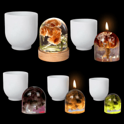DeryArcle 5 Stück Zylinder Harz Formen, Silikonform Epoxidharz Ornamente Kerze Gießform Zylindrische 3D Candle Silicone Mold für DIY Trockenblumen Kristall Handwerk Dekoration Semi-cylinder