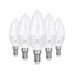 Vicloon E14 LED Kerze Lampe, 5er-Pack 5.5W 550 Lumen 3000K Warmweiß LED Kerze Glühbirne, C37 LED Brine ersetzt 50W Halogenlampe, AC 220-240V, 270° Strahlwinkel, Nicht Dimmbar E14 Energiesparlampe