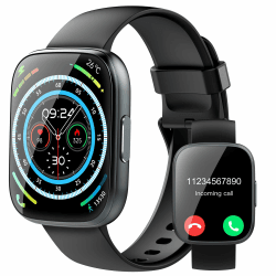 Smartwatch Herren Damen, 1,95" HD Fitnessuhr Damen mit Telefonfunktion, Smart Watch 112+ Sportmodi Fitnessuhr mit Herzfrequenz schrittzähler Schlafmonitor, IP68 Wasserdicht Sportuhr für Android iOS Schwarz