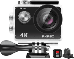AKASO Action Cam 4k30FPS 20MP - Unterwasserkamera 170°Ultra Weitwinkel Full HD WiFi Action Kamera mit 2 Zoll LCD Bildschirm 2.4G Fernbedienung und 2x1050mAh Akkus