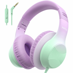 EarFun Kinder Kopfhörer, Over-Ear Kopfhörer für Kinder mit Kabel, 85/94dB Lautstärkenbegrenzer, Faltbar, Einstellbar, Hi-Fi Klang, HD-Mikrofon, Komfortables Tragen, Kinderkopfhörer für Schule/Tablet