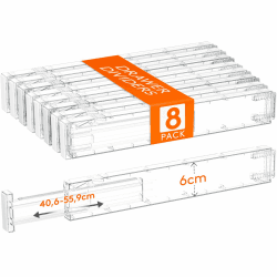 Lifewit 8er-Pack Küchenschubladen-Trennwände, 5,9 cm hoch, 40,6–55,9 cm verstellbarer Schubladen-Organizer, transparent