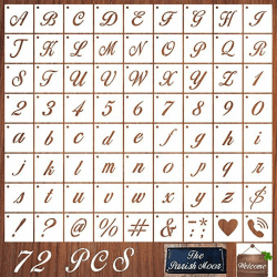 Buchstaben Schablone Set,72 Stück Letter Templates Stencil, Alphabet-Zahlenschablonen, Wiederverwendbare Buchstaben,für Buchstaben, zum Zeichnen von Kunst, Schreiben und Basteln