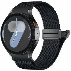 CeMiKa One Klick Geflochtenes Armband Kompatibel mit Samsung Galaxy Watch 7 6 5 4 Armband 40mm 44mm, Magnet Armband für Samsung Watch 6 Classic 47mm 43mm/5 Pro 45mm/4 Classic 42mm 46mm/FE, Schwarz