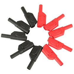 FTVOGUE 10 Stück Bananenstecker Steckverbinder 4 mm Rot/Schwarz Sicherheit Voll Isoliert Stapelbar