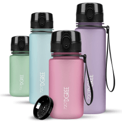 720°DGREE Trinkflasche Kinder 350ml “uberBottle“ softTouch +Sieb - Auslaufsicher, BPA-Frei - Flasche für Kindergarten, Schule, Mädchen & Jungs ab 3 Jahre - Kleine Wasserflasche Leicht, Stoßfest 04 Rose - Rosa | Softtouch 350 ml