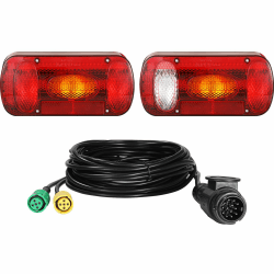 TLGREEN Anhänger Rückleuchten Set, Rücklicht Anhänger Beleuchtung 13 polig 12V Anhängerbeleuchtung Rücklichter mit 6 Funktionen, 2 * 5.5m Kabelsatz und E-Geprüfte ‎JH600AB Halogène