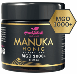 Manuka Honig | MGO 1000+ | 250g | Das ORIGINAL aus NEUSEELAND | IM GLAS | PUR, ROH & ZERTIFIZIERT | Premium Qualität 100% natürlich | PowerFabrik