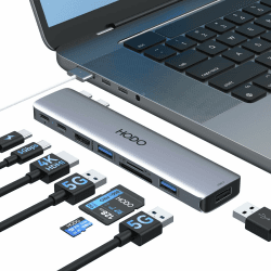 HODO USB C Hub Adapter für MacBook Pro Air, Mac Zubehör 8 in 2 mit 4K HDMI,Thunderbolt 3 Port, USB 3.0,USB 2.0, SD und TF Kartensteckplatz für M3 M2 M1 2024 2023 2022 2021