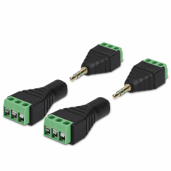 kwmobile 2X 3,5 mm Klinkenstecker Adapter - Klinke auf 3-Pin Audio Kabel Terminal Block Set - Terminalblock 3.5 mm Klinke 3-polig - Schraubbefestigung 3 Pin